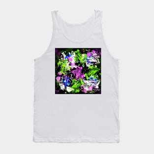 Purple, blue, green and white on black Tank Top